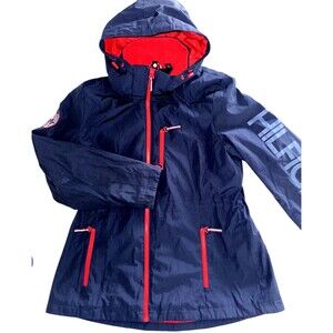 Women's Tommy Hilfiger 3-in-1 All Weather Jacket Navy Blue Big Script Sz Large